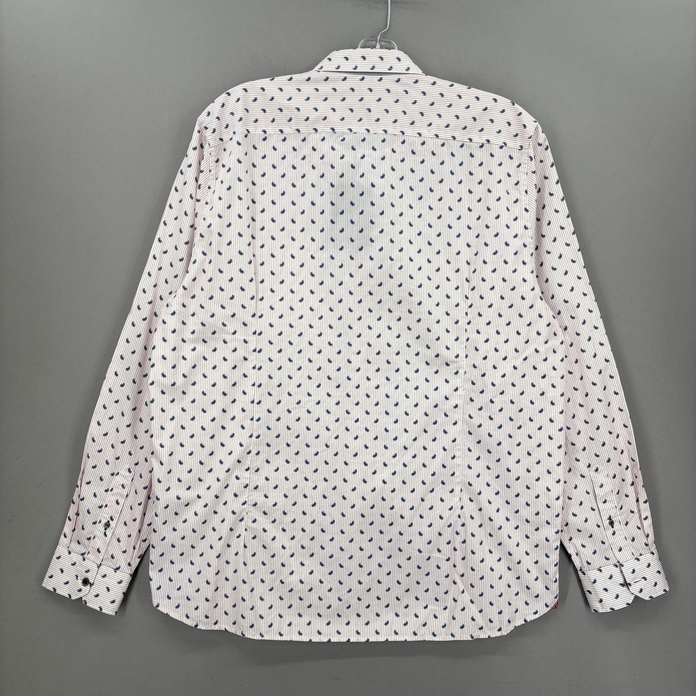 Ted Baker Shirt Mens 3XL White Blue Paisley Stripe Button Up Long Sleeve Cotton‎ - Picture 12 of 13